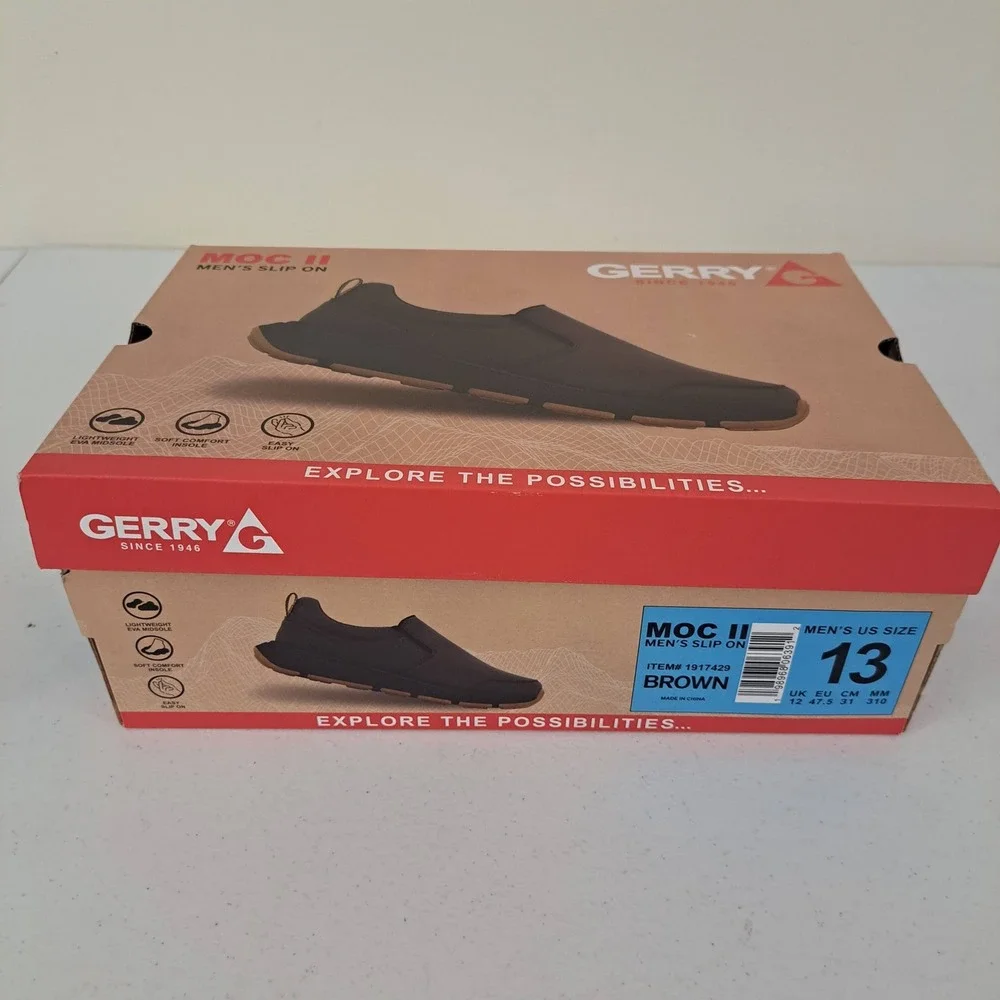 Gerry‎ Moc II Slip On Mens 13 Brown New Casual Comfort Loafers 1128-546-B30